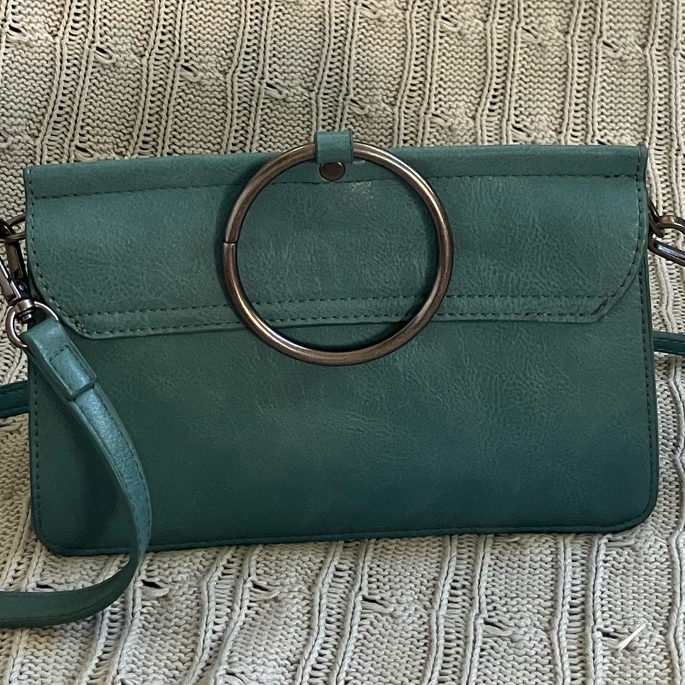 Aria Teal Crossbody Bag with Ring Accent